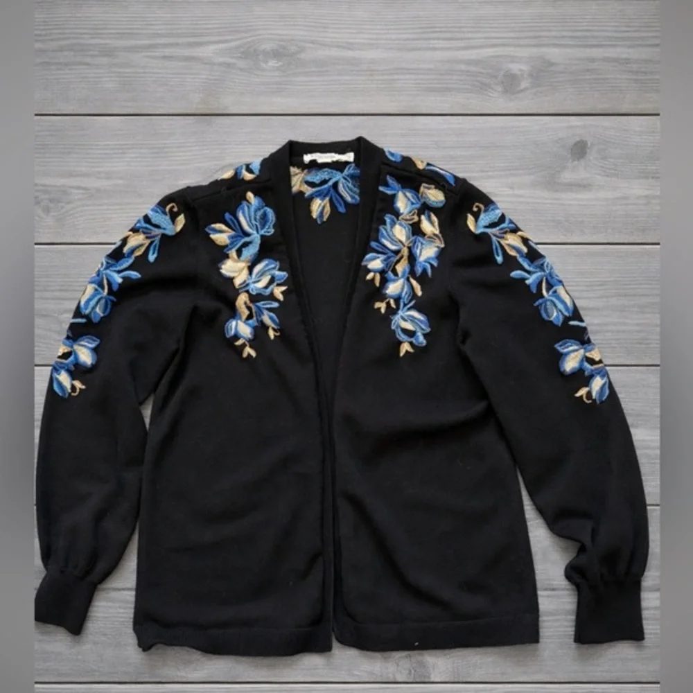 Chicos Embroidered Boho Cardigan